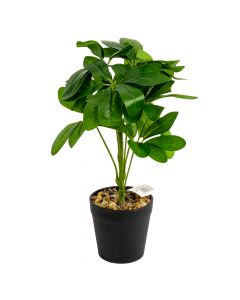 Planta artificial pato verde pie madera con maceta