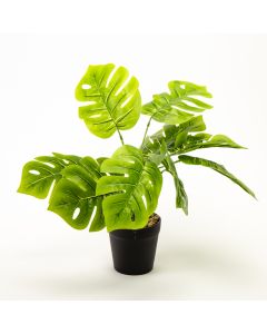 Planta artifical monstera con maceta plástica