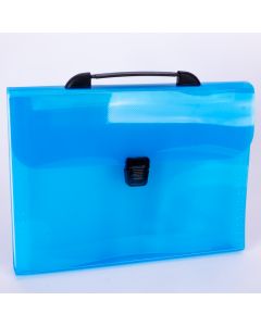 Portafolio plástico expandible con relieve y asa 12 divisiones azul