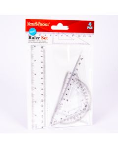 Juego geometría plástico liso 15cm 4pzas 