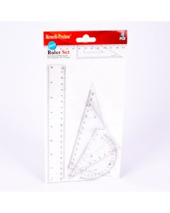 Juego geometría plástico liso 20cm 4pzas 