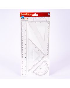 Juego geometría plástico liso 30cm 4pzas 