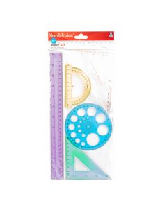 Juego geometría plastico 30cm 5pzas surtido