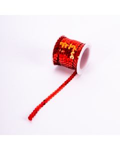 Cinta plástica con lentejuela 5m 0.5cm rojo