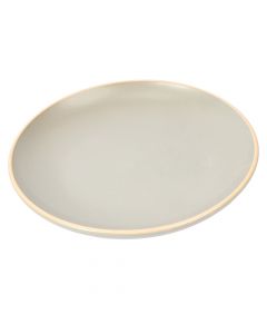 Plato cerámica plano liso redondo 8pulg gris