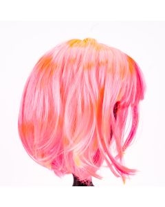 Peluca artificial lisa corta rosado neón