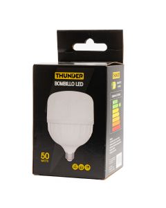 Bombillo plástico led luz fría 50w blanco