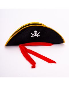Sombrero infantil pirata estampado negro y rojo