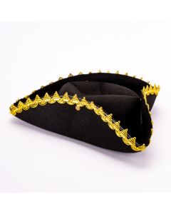 Sombrero infantil pirata negro con franja dorada