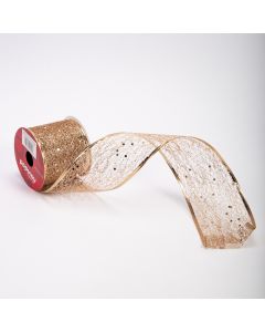 Cinta decorativa navidad lisa con lentejuelas 3yards 6.3cm oro rosa
