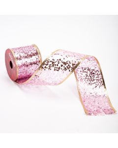 Cinta decorativa navideña con puntos brillantes 3 yards 6.3cm rosado