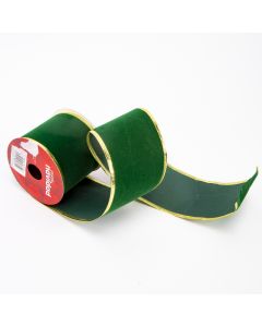 Cinta decorativa navidad lisa con borde 3yards 6.3cm verde y dorado