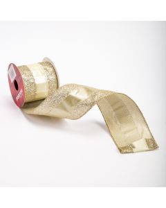 Cinta decorativa navidad lisa con escarcha 3yards 6.3cm champagne