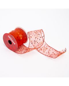 Cinta decorativa lisa con puntos brillantes 3yards 6.3cm rojo