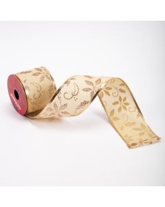 Cinta decorativa navidad estampado flor escarchada 3yards 6.3cm