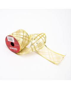 Cinta decorativa navidad lisa con rombo escarachado 3yards 6.3cm dorado