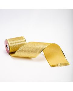 Cinta decorativa navideña con escarcha 3 yards 10cm dorado