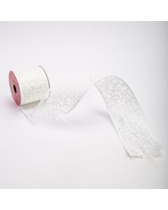 Cinta decorativa navideña con puntos 10yards 6.3cm blanco