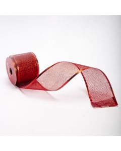 Cinta decorativa navidad escarchada 10yards 6.3cm rojo