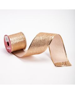 Cinta decorativa navideña escarchada 10 yards 6.3cm cobre