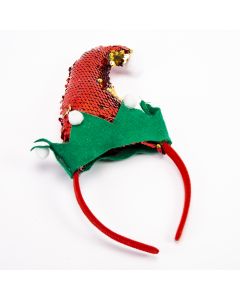 Diadema duende con pom pom y lentejuela