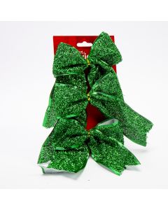 Lazo navideño brillante 15x14cm 3und verde