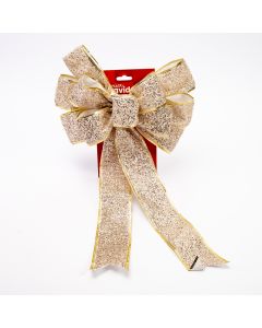 Lazo navideño con relieve brillante 39x28cm champagne