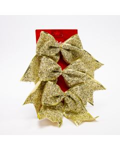 Lazo navideño con relieve brillante 15x14cm 3und dorado