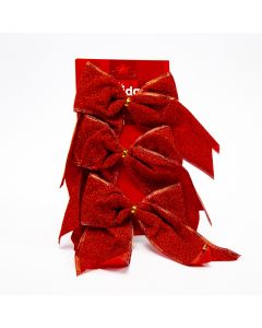 Lazo navideño con relieve brillante 15x14cm 3und rojo