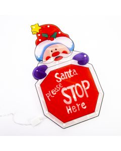 Figura luminosa escarchada estampado santa stop 44.5x24 multicolor