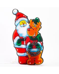 Figura luminosa santa y reno 44x24cm multicolor