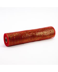 Malla decorativa estampado rayas 10 yardas 36cm rojo y verde