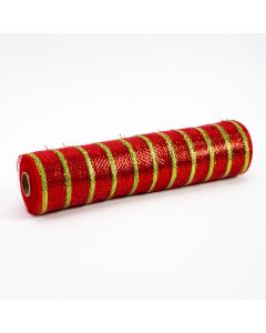 Malla decorativa estampado rayas 10 yardas 36cm rojo y verde