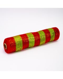 Malla decorativa 10 yardas 36cm con franjas verde y rojo