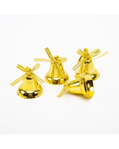 Figura colgante campana lisa con lazo 9pzas 2.8cm dorado