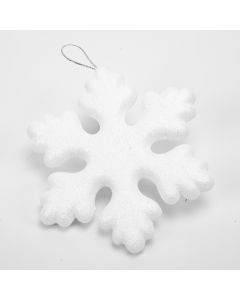 Figura colgante copo nieve escarchado 14.5cm blanco