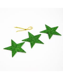 Figura colgante estrella escarchada 3und 7.5cm verde