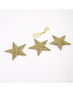 Figura colgante estrella escarchada 3und 7.5cm dorado