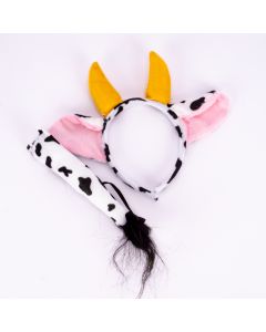 Diadema plástica y accesorio estampado vaca
