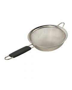 Colador metalico liso con mango plástico