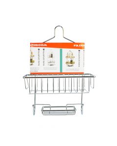 Organizador metálico para baño liso plateado
