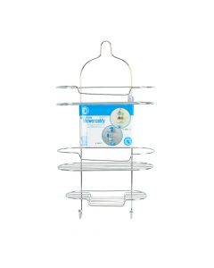 Organizador metálico para baño liso 3 niveles plateado
