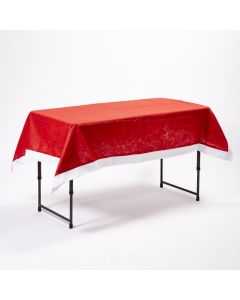 Mantel para mesa navideño 180x130cm rojo y blanco