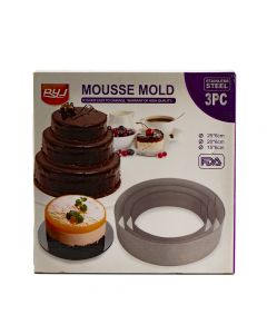 Molde anillo 3pzas acero inoxidable 15-25cm/6cm