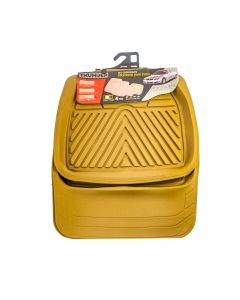 Alfombra hule para auto con relieve 4pzas beige