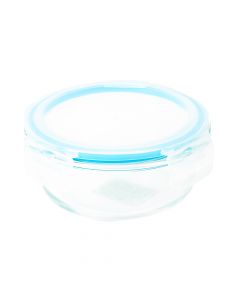 Recipiente vidrio con tapa redondo 390ml celeste