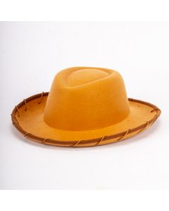Sombrero vaquero infantil liso con cordón ajustable marrón