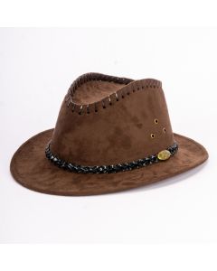 Sombrero vaquero liso con detalle cordón plástico marrón