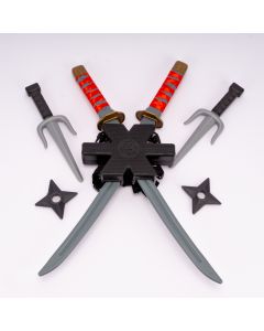 Espada ninja plástica con relieve con accesorios 5pzas 42cm