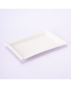 Plato porcelana liso rectangular 10pulg blanco